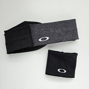 Oakley Black and Gray Headband and Wristband Set
